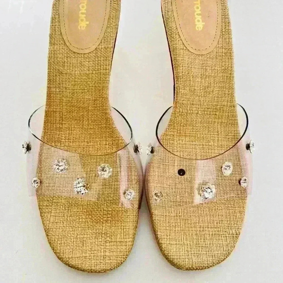 NEW! Vivi Lucite Mule in Clear Vinyl with Swarovski® Crystals - Picture 2 of 8